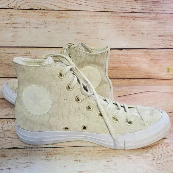 Converse Womens 6.5 Chuck Tayler All Star Suede Buff Buff White Sneakers - Picture 5 of 10